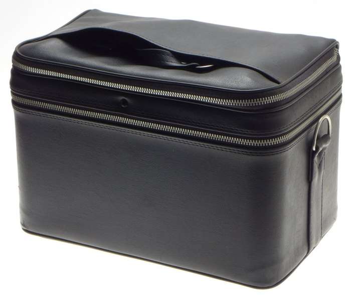 BLACK UNIVERSAL VINTAGE CLASSIC CAMERA CASE UNUSUAL DESIGN RED VELVET INLAY USED