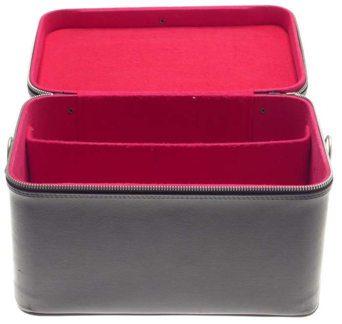 BLACK UNIVERSAL VINTAGE CLASSIC CAMERA CASE UNUSUAL DESIGN RED VELVET INLAY USED