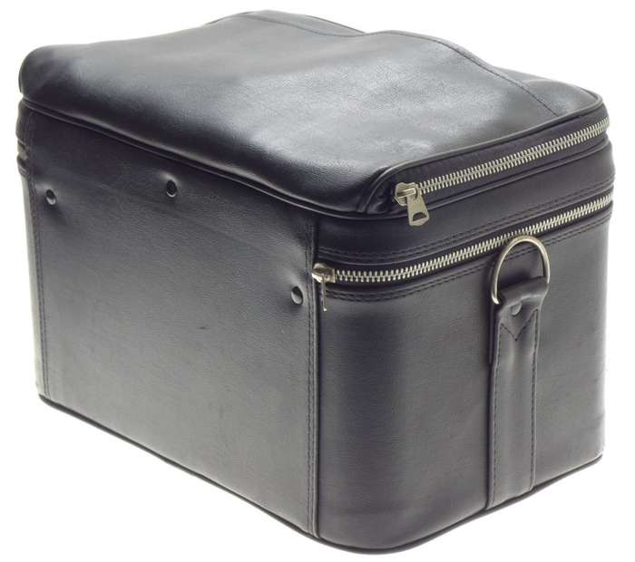 BLACK UNIVERSAL VINTAGE CLASSIC CAMERA CASE UNUSUAL DESIGN RED VELVET INLAY USED