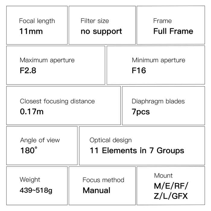 TTArtisan 11mm F2.8 Manual Focus Lens for Nikon F Mount