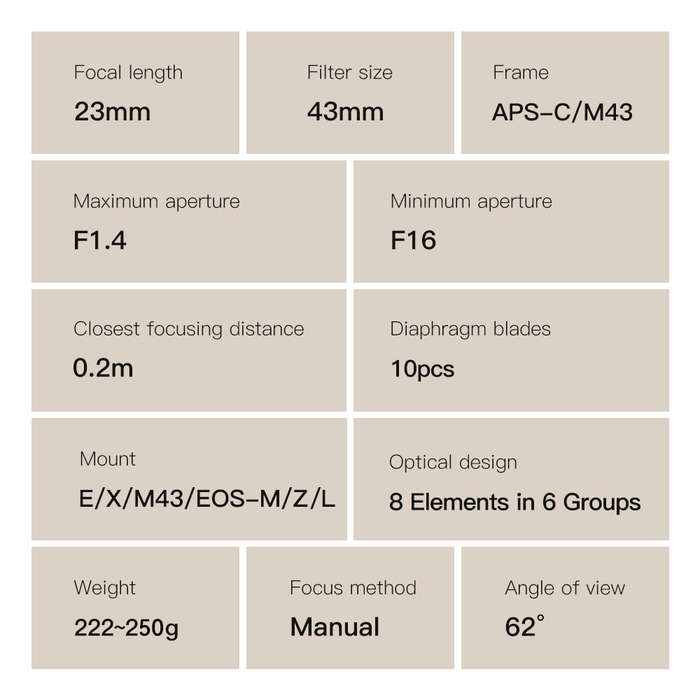 TTArtisan 23mm F1.4 Manual Focus Lens for Fujifilm X Mount