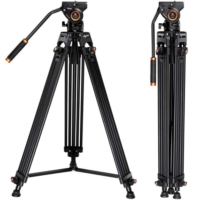 K&F Concept 8Kg Cap Aluminum Video Tripod with Panorama Fluid Ballhead (KF09-121)