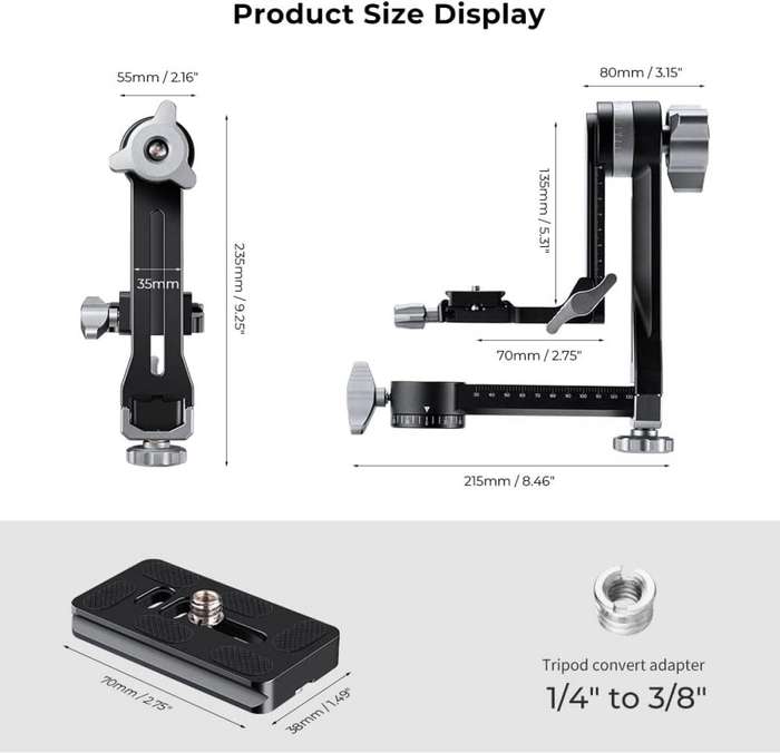 K&F Concept Professional CNC Aluminium Alloy Tripod Gimbal Head