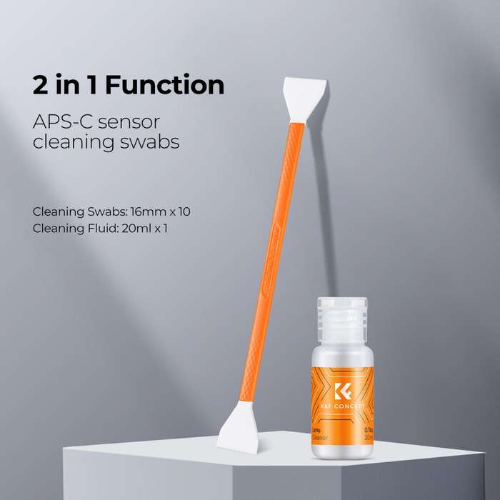 K&F 10 Swab 16mm Dual Head CMOS APS-C Camera Sensor Cleaning Kit 20ml fluid