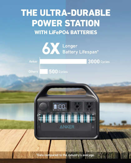 Anker PowerHouse 535 (512Wh) Portable Power Station + Anker PowerSolar 625 Solar Panel (100W)