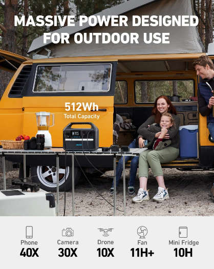 Anker PowerHouse 535 (512Wh) Portable Power Station + Anker PowerSolar 625 Solar Panel (100W)