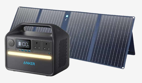 Anker PowerHouse 535 (512Wh) Portable Power Station + Anker PowerSolar 625 Solar Panel (100W)
