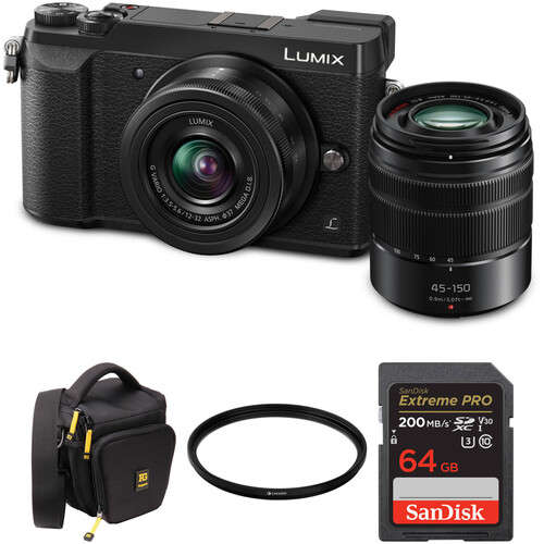 Panasonic Lumix GX85 Mirrorless Camera with 12-32mm and 45-150mm Lenses and Accessories Kit 