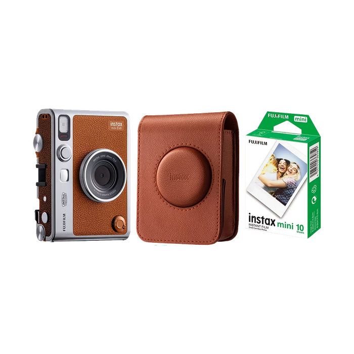 Fujifilm INSTAX MINI EVO Instant Film Camera Kit 3 (Brown)