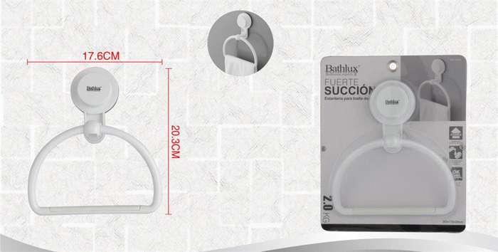Bathlux Single Towel Rack With Suction Cup Retail Box No