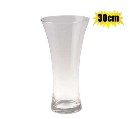 Vase glass florist concave 30cm clear