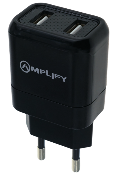Amplify Dual USB Wall Charger with Micro Cable - Black