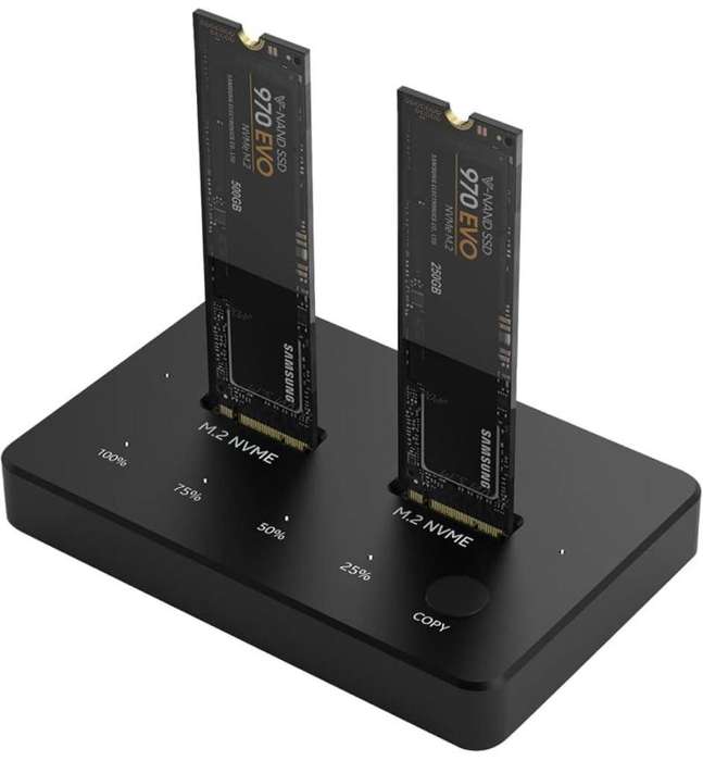 Dual Bay M.2 SSD Dock with Clone