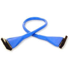 vantec 25cm (10 inch) rounded fdd cable with pull tab - 2 connectors - Blue