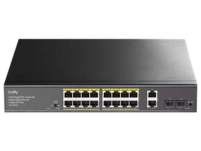 Cudy 16 Port Gigabit PoE 180W 2 Gigabit 2SFP Switch | GS1018PS2