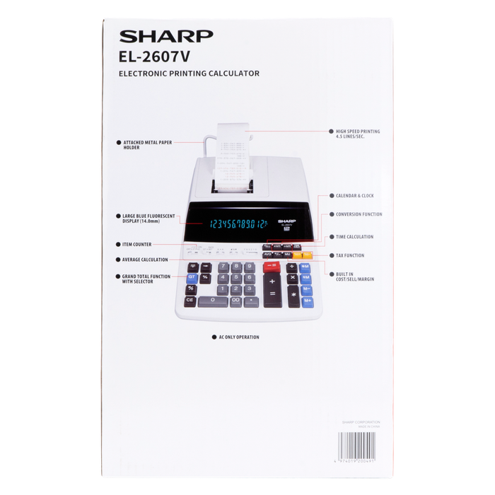 Sharp EL-2607V Premium Fast Printer Calculator AC Powered