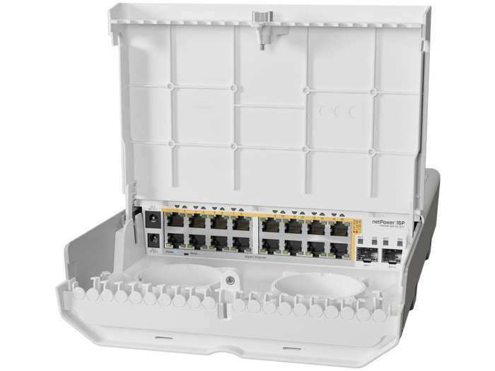 MikroTik netPower 16P 16 PoE Output 2 SFP+ Outdoor Switch | CRS318-16P-2S+OUT