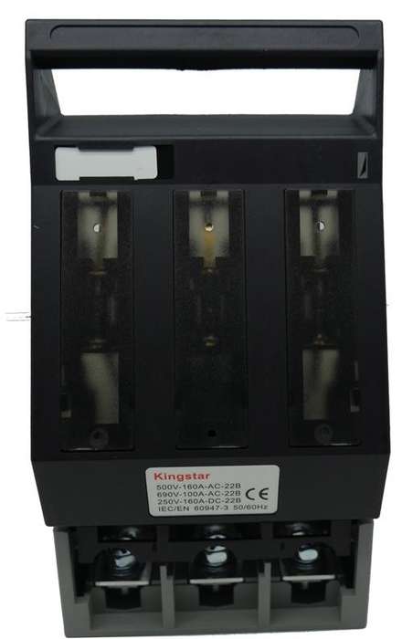 Solarix NT00 Horizontal Mount 3 Pole 160A DC Fuse Holder