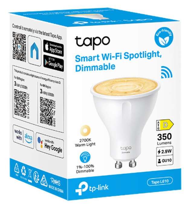 TP-Link Tapo L610 2.9 Smart Wi-Fi Bulb Warm White Dimmable GU10