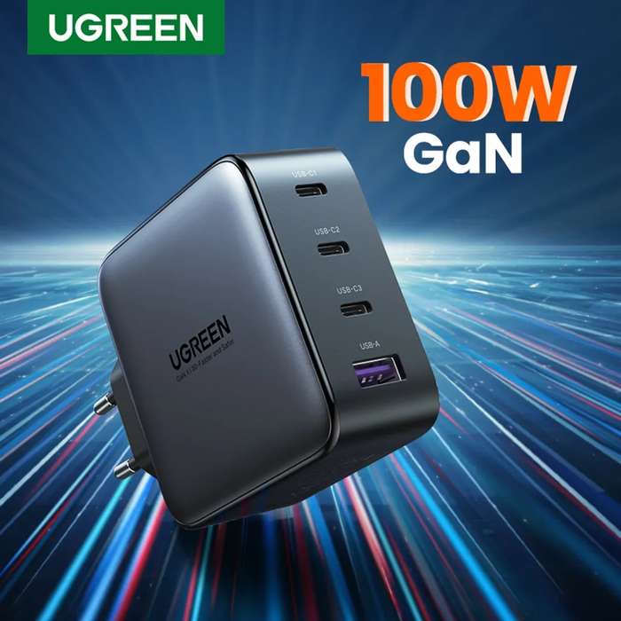 UGREEN 4 Port GAN 100w PD Wall Charger Black