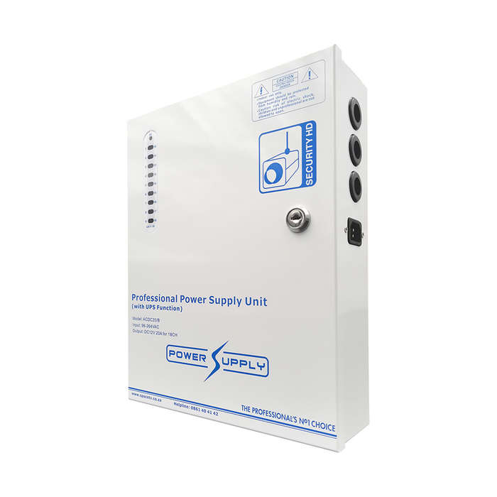 Space TV 16 Way CCTV Power Supply with Battery Backup 12V 16A, LOA approved