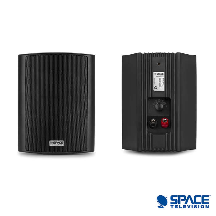 Space Audio Indoor Outdoor 8 Ohm 100V Speakers Black Pair - SP01-B
