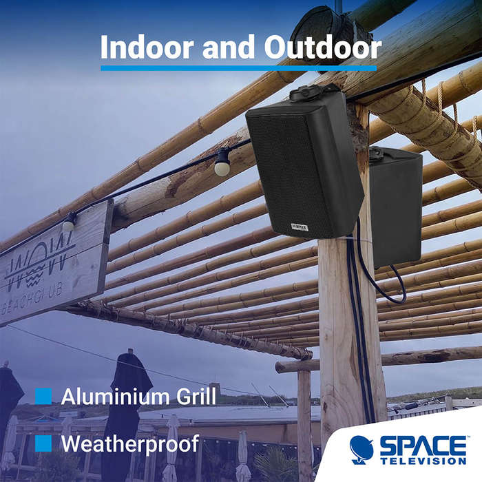 Space Audio Indoor Outdoor 8 Ohm 100V Speakers Black Pair - SP01-B