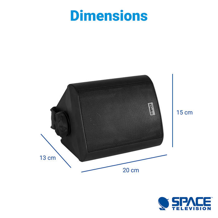 Space Audio Indoor Outdoor 8 Ohm 100V Speakers Black Pair - SP01-B