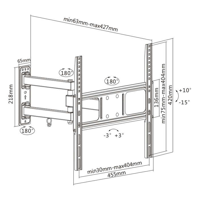 Flat Screen Wall Mount - Full Motion 32"-55" 35kg (TVARMECPL01S)