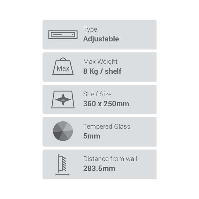 Space TV Smoked Glass Double Shelf Bracket for DVD AV & DSTV Components
