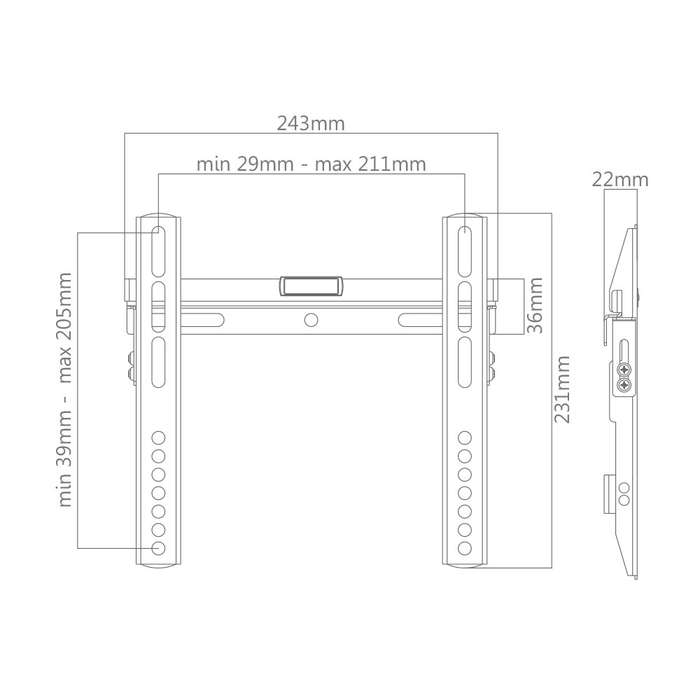 Space TV Slim Fixed Wall Mount TV Bracket 23"-42" LED & LCD TV's & Monitors