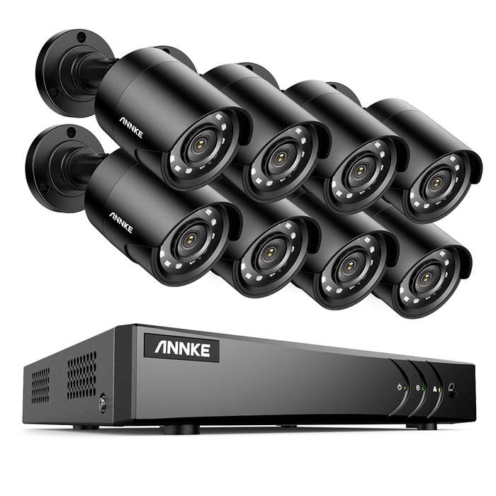 ANNKE 8CH (5 IN 1) HYBRID DVR + 8 PCS 2MP TVI BULLET CAMERAS