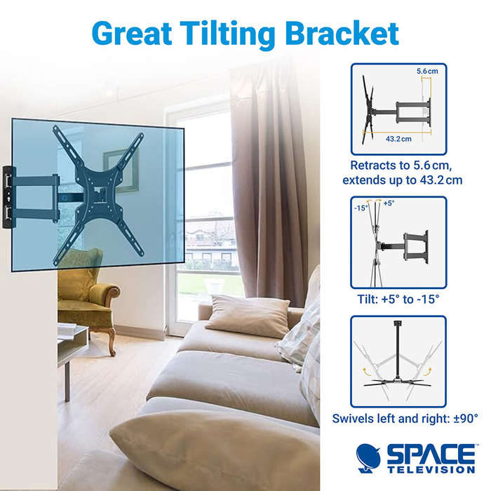 Space TV Full Motion Wall Mount TV Bracket - 23 to 55"