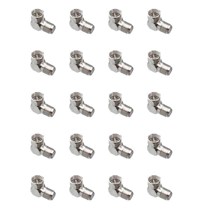 SPACE TV 90 DEGREE RIGHT ANGLE F-MALE ADAPTOR CONNECTOR - 20 PACK