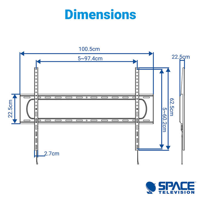 Space TV Heavy Duty Fixed TV Wall Mount Bracket for 60" to 120" TVs