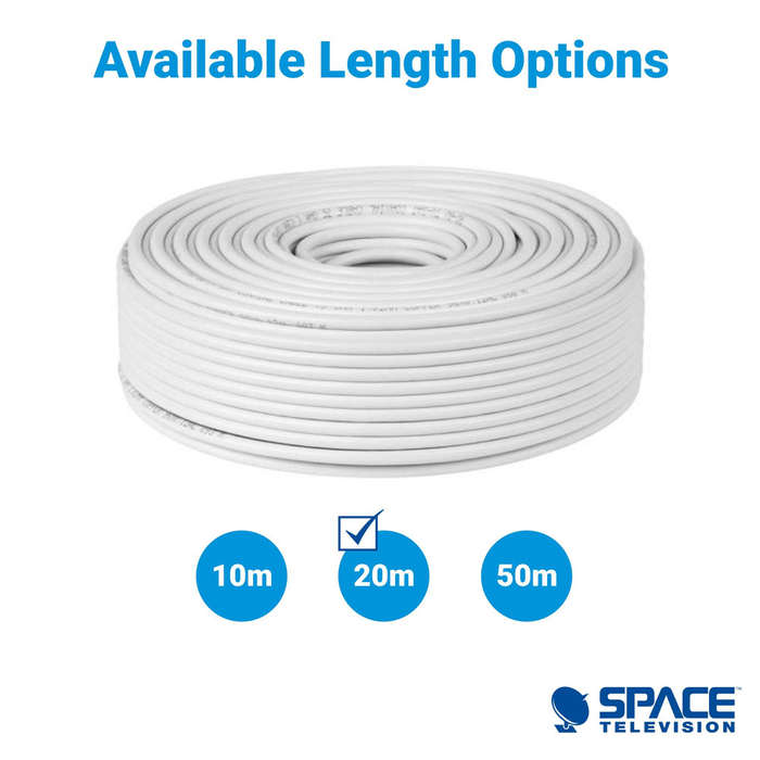 Space TV 20m Low Loss Aerial and DSTV OVHD Satellite RG6 Co-Axial Cable