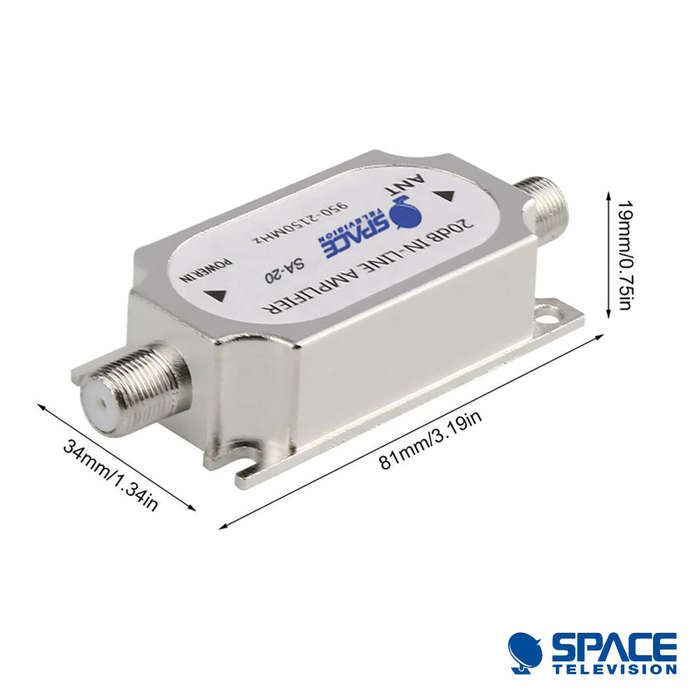 Space TV Inline Satellite IF Amplifier 20DB 950-2400Mhz