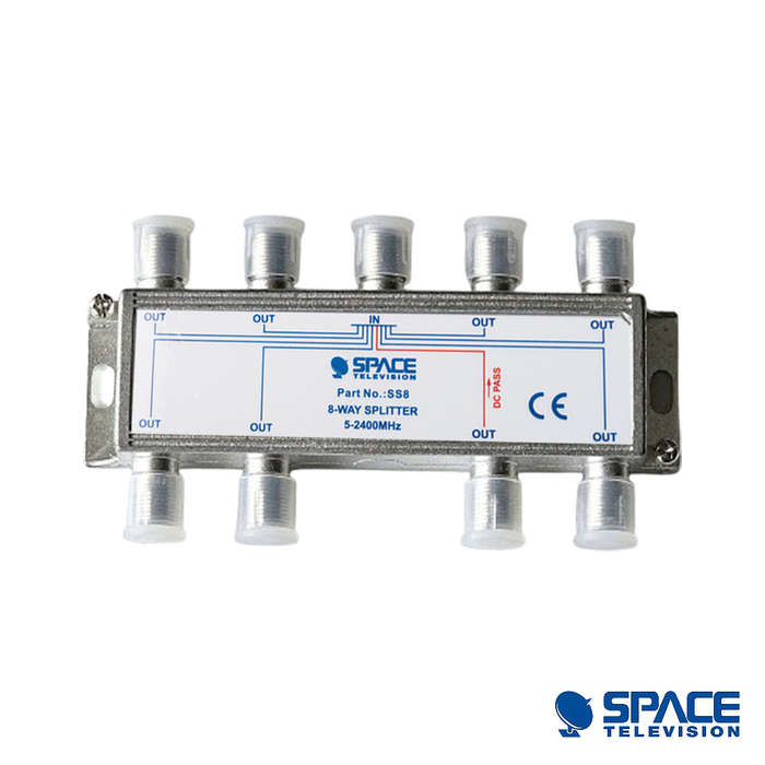 Space TV 8 way F Type TV Signal Splitter for Satellite or Terrestrial