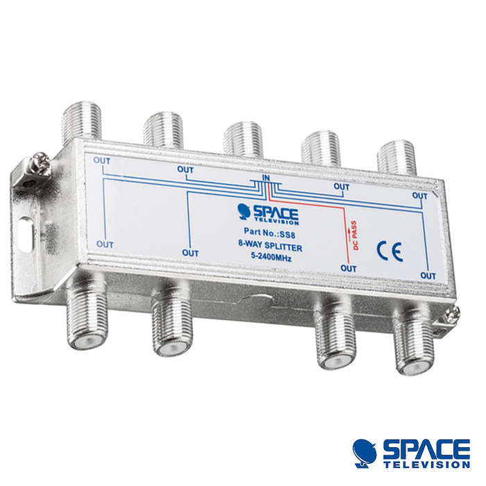 Space TV 8 way F Type TV Signal Splitter for Satellite or Terrestrial