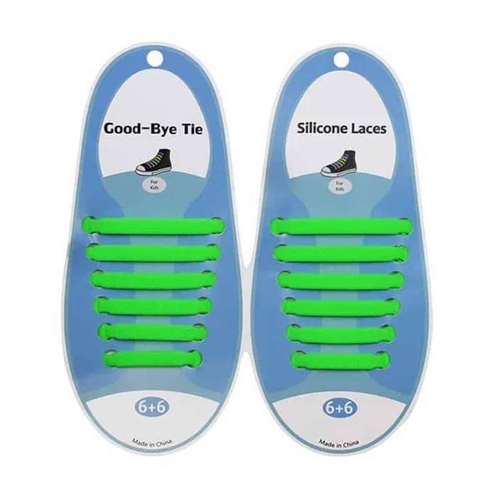 Lazy No-Tie Silicone Speed Shoelaces for Kids  Green