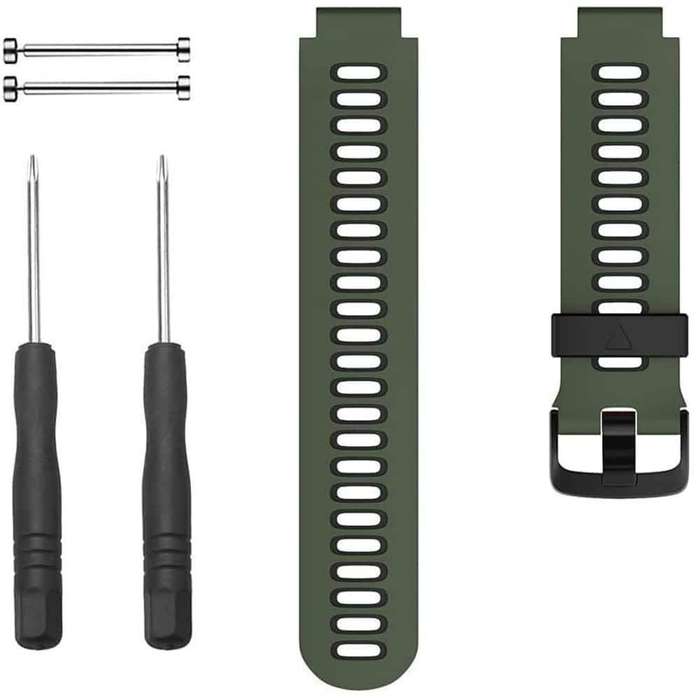 Silicone Strap for Garmin Forerunner 220/ 230/ 235/ 620/ 735- Army Green &amp; Black