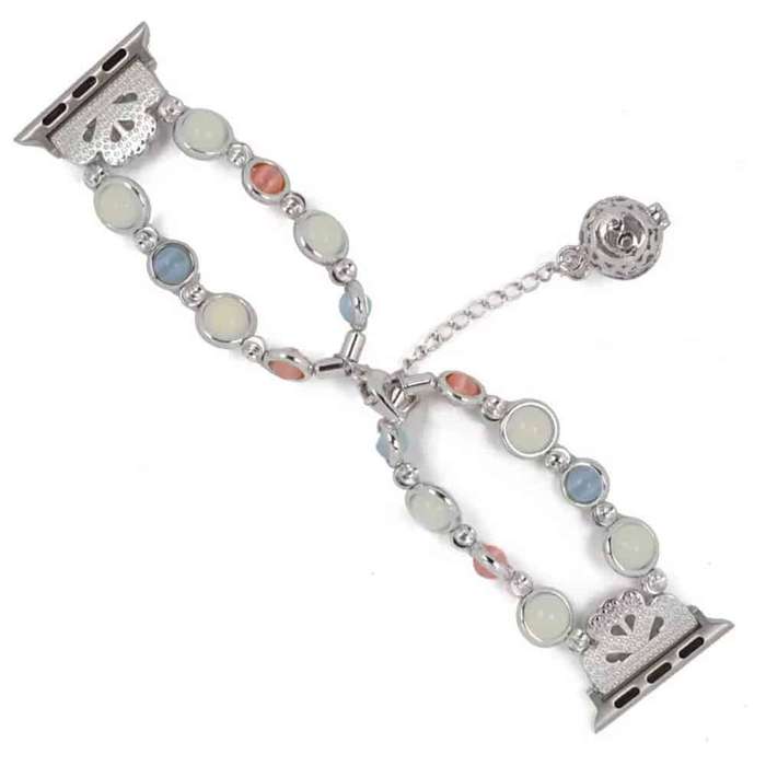 42/44/45mm Apple Watch luminous beaded pearl strap - Silver