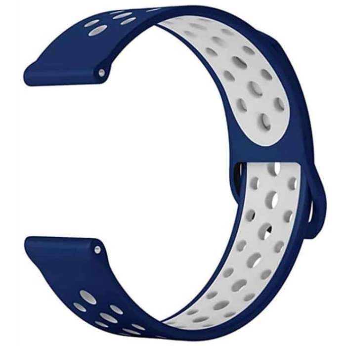 20mm Samsung Gear Sport silicone strap - Navy &amp; white (S-M-L)