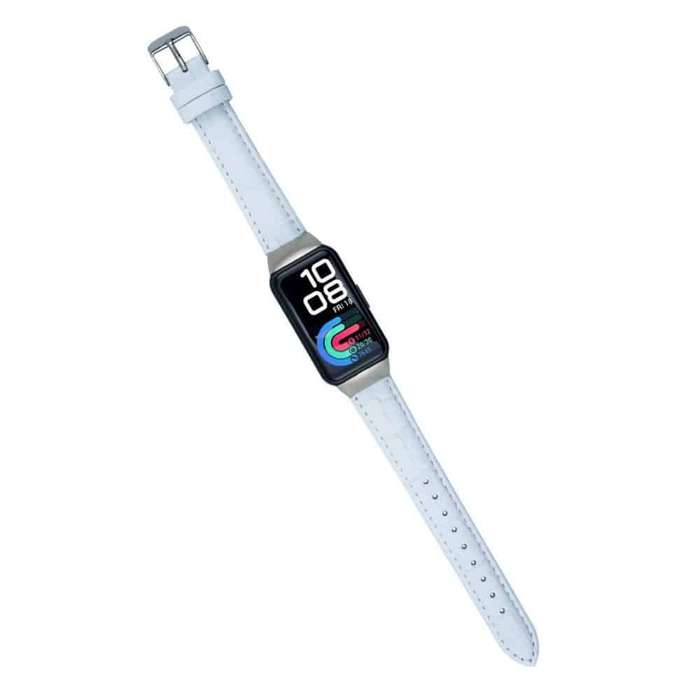 Leather Band for Huawei band 6 - White