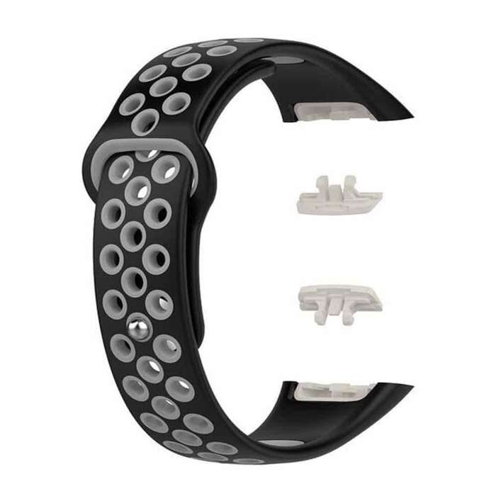 Silicone Strap for Huawei Band 6/Pro/ Honor Band 6 - Black+Grey