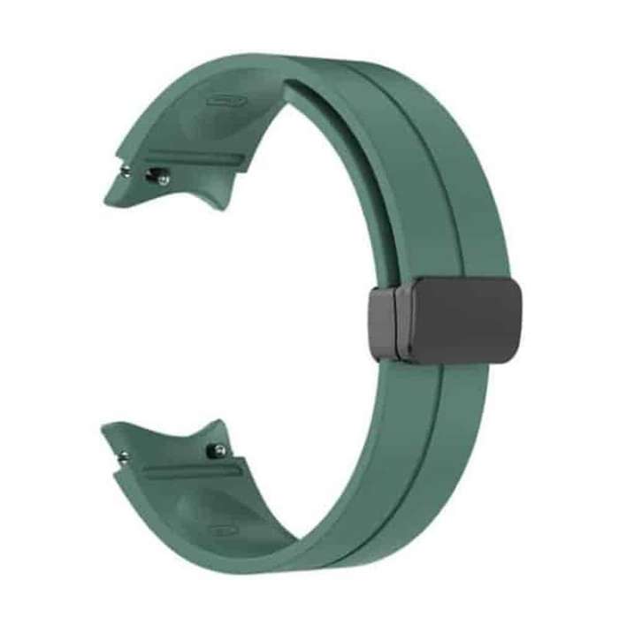 20mm Magnetic Silicone Strap for Samsung Galaxy Watch 5 S/M - Dark Green