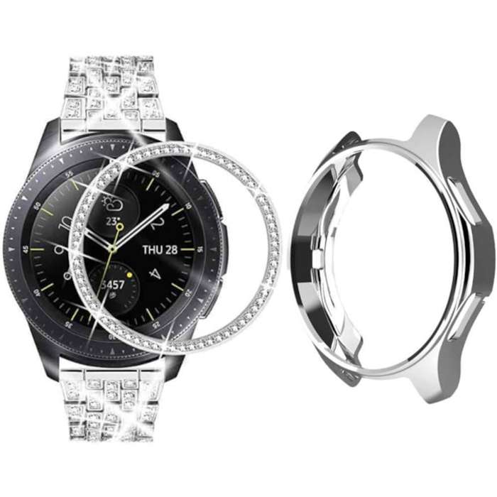TPU Case + Bezel Combo for 46mm Samsung Galaxy Watch- Silver