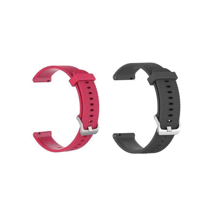18mm Quick Release Silicone Strap for Garmin Vivoactive 4S/Vivomove 3S - PINK RED+ Dark Grey - Combo