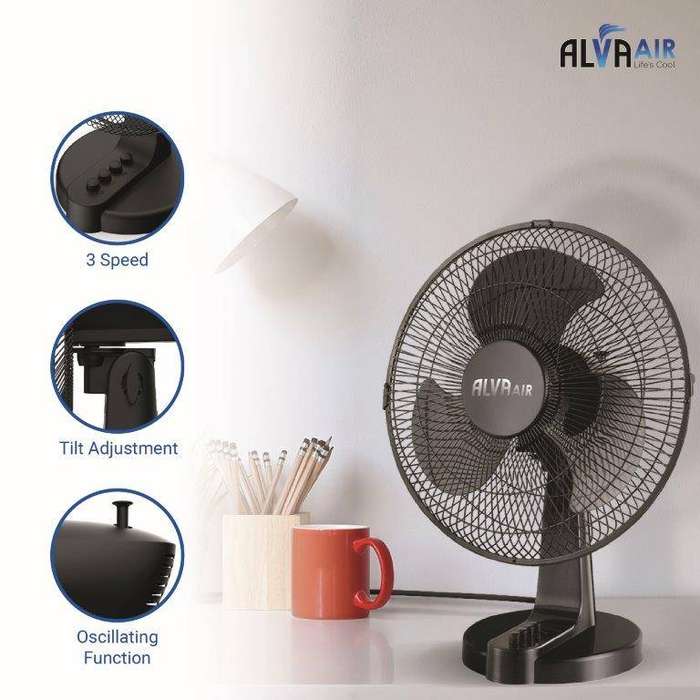 Alva ACS209B 40cm Plastic Desk Fan  Black