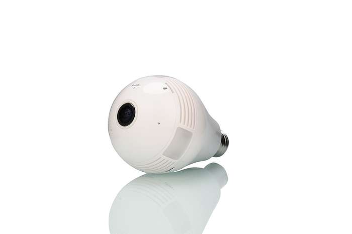 Optodio Light Bulb Wireless WIFI IP Security Camera Panoramic 360 Degree 960p White